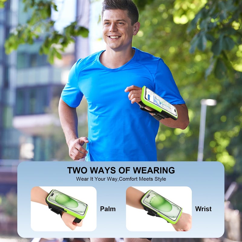NITMTYOU Phone Holder for Running, Wrist Armband for Phone for Pro Max Plus SE (16/15/14/13/12/11/X/XR) Galaxy S24/S23/S22/S21, Waterproof Running Accessories with Adjustable Strap & Card Slot（Green - Image 2